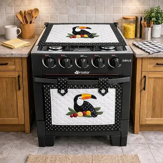 Kit para Cozinha Fogão e Forno 4 Bocas Matelado Estampado