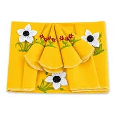 Jogo de Cozinha Fuxico Bordado Florido Decorativo 7 Peças