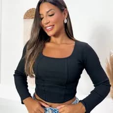 Cropped Corselet Manga Longa Feminino