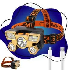 Lanterna Cabeça Led Potente Longo Alcance Pesca Camping Usb