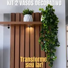 Kit com 2 Vasos Decorativos com Plantas Artificiais: Pendente Samambaia e Folhagem Eucalipto