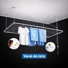 Varal de Teto Tamanhos (P) 0,80 cm (M) 1,00 cm e (G) 1,20 cm.