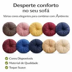 Almofada Redonda C/ Botao 40x40cm Diversas Cores