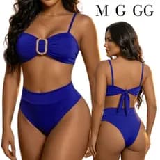 Biquini Hot Pant Cintura Alta Bojo Removível Fivela Decorativa  Modelagem Violão