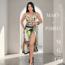 Maiô Suplex Forro Duplo Saída Estilo Pareô Elegante Confortável Conjunto De Praia Premium