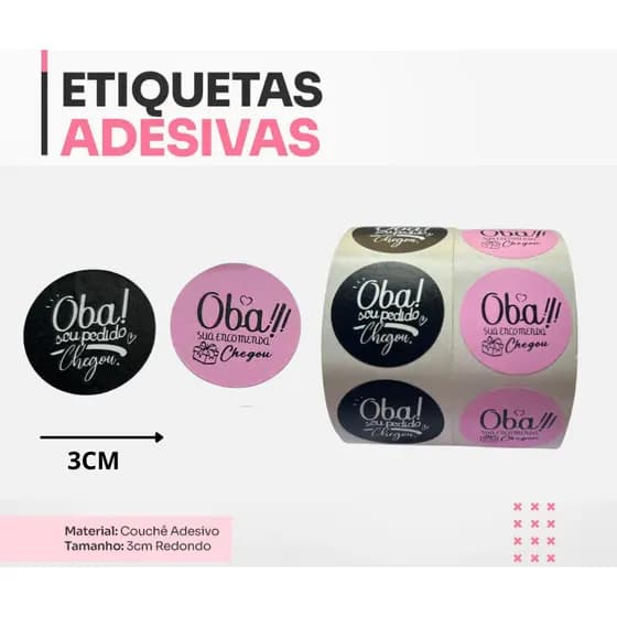 Etiquetas Adesivas de agradecimento ao cliente OBA! 3CM- Ideal para suas encomendas! (250 etiquetas)