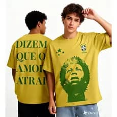 Camiseta gola redonda manga curta, camisa algodão dizem que o amor atrai