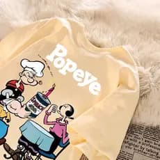 Camiseta de manga curta, alta qualidade, camisa algodão malha de alta qualidade popeye desenho animado envio rapido