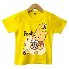 Camiseta Infantil KIDS Agodão Camisa gola redonda manga curta ursinho pooh bebendo