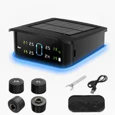 Monitor Solar De Pressão Dos Pneus TPMS Sem Fio Grande LCD Luz De Alertas Coloridos 4 Sensores Conjunto De Acessórios De