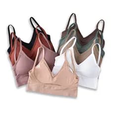 1/5Pcs Top academia com bojo alça fina ，Sutiã esportivo sem costura costas nuas confortável，Crop Top Sem Fio U Costas