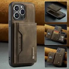 Capa Carteira Removível 2 Em 1 Com Porta-Cartões Para iPhone 16 15 14 13 12 11 Pro Max De Couro À Prova De Choque
