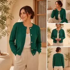 Blusa de Frio Aberta Tricô com Botões Dourados Elegante Manga Longa Moda Blogueira Tendência 2026
