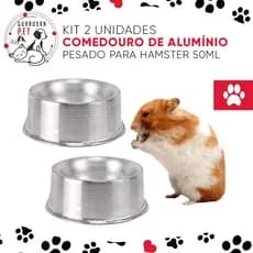 Kit 2un Comedouro Bebedouro de Aluminio Pesado - Hamster, Porquinho da India, Roedores 50ml