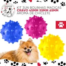 Kit 3un Bola Bolinha Cravo Maciça Resistente 45mm 55mm 65mm para Cachorro - Brinquedo para Cachorro 2d Pet