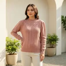 Suéter Feminino Tricot Premium Gola Alta Manga Longa Inverno Quente Tendência 2026 Top