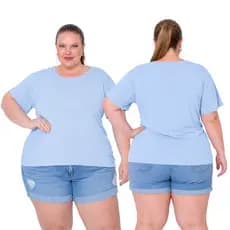 Kit 2 Blusas Plus Size Feminina G1 ao G3 Viscolycra Confortável  Básica Cores Sortidas
