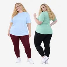 Kit 2 Blusas Femininas Plus Size Longas Básicas Gola Redonda Confortável Moda Casual