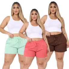 Combo 3 Shorts Feminino Cintura Alta Moletinho | Conforto e Estilo
