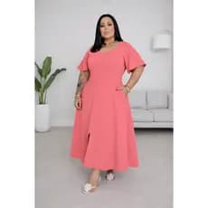 Vestido Feminino Longo Plus Size Festa Tecido Nobre com Fenda