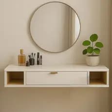 Penteadeira Suspensa Versatta com porta 90cm 2 nichos - Off White com Nature