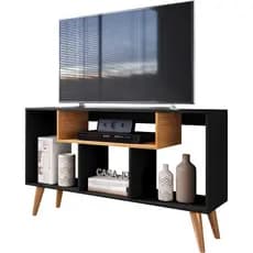 Rack Bancada JD Tv 43 Pol. Sala Com Pes Retro 3 Nichos Moderno - Várias Cores