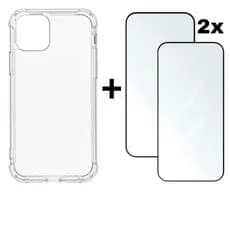 Kit 3em1 Capa TPU + 2X Película de Vidro Temperado 3D Para iPhone X XS 11 12 13 14 15 16 17 Pro Max