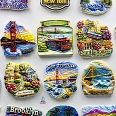 Ímã de Geladeira, San Francisco, EUA, Paisagem em Miniatura, Item Decorativo Magnético, Relevo Semi-3D, Decoração para C