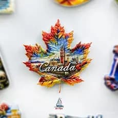 Ímã de Geladeira com Design de Folha de Bordo Canadense, Lembrança de Viagem, Decoração para Casa, Colecionável, Present