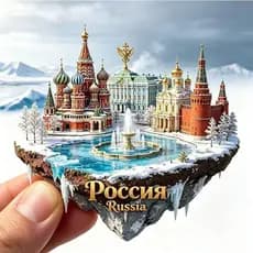Ímã de Geladeira: Miniatura em Relevo 3D do Prajmaneiro Vermelho em Moscou, Rússia. Presente, Lembrança de Viagem, Item