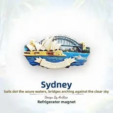 Ímã de Geladeira - Sydney Opera House, Austrália - Decoração para Casa - Adesivo Magnético 3D - Paisagem em Miniatura -
