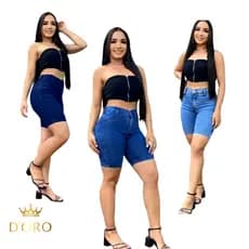 Bermudas Jeans Feminina Ciclista Cintura Alta Premium Moda feminina de luxo