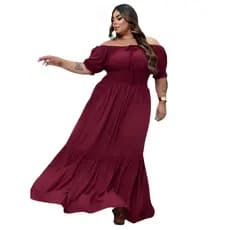 vestido longo com lastex ciganinha manga pricesa ombro a oubro