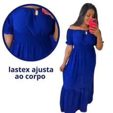 Vestido feminino longo moda evangelica com babado rodado e manguinha com lastex e lastex na cintura