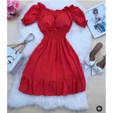 Vestido premium com lastex confortável no viscolinho pipoca