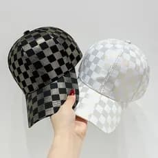 Versão coreana estilo japonês na moda xadrez boné de beisebol esportes ao ar livre feminino protetor solar pára-sol boné