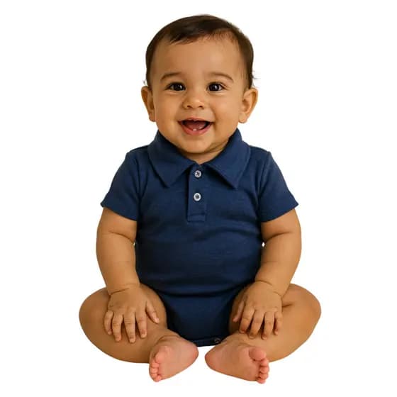 Body de Bebê Infantil Gola Polo 100% Algodão.