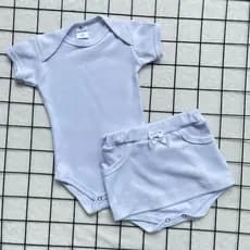 Conjunto de bebê Menina 2 Peças Body e Short Saia 100% Algodão.