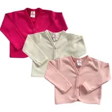 Kit com 3 Casaquinhos de Bebê Inverno 100% Algodão.