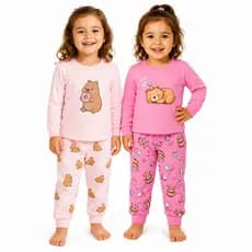 Pijama Infantil Inverno Bebê Menina 1 a 5 Anos Longo Camisa + Calça Suede.