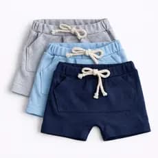 Kit com 3 Bermudinhas de Bebê Infantil 100% Algodão.