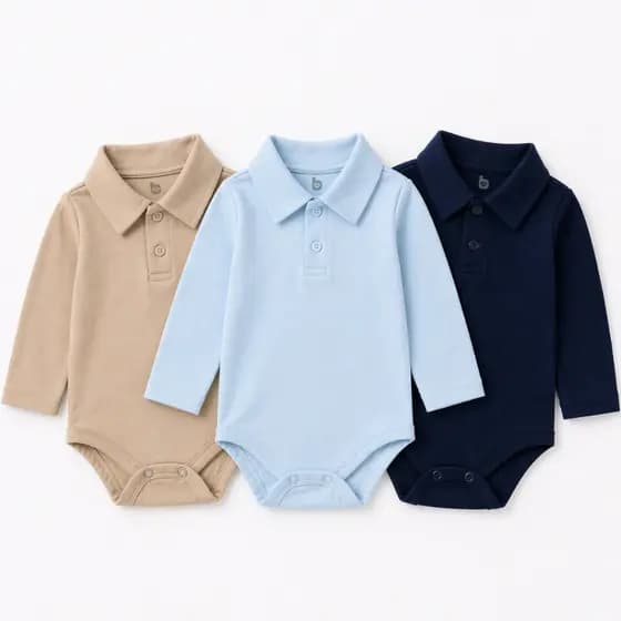 Body Gola Polo de Bebê Enxoval 0 a 1 Ano Manga Longa.