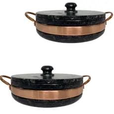 Kit 2 Frigideiras de Pedra de 24 cm Antiaderente Saudavel Libera Nutrientes