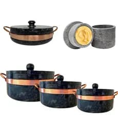 Kit Panelas com Frigideira e Mantegueira de Pedra(Panela500 ml,800ml e 1,5 L)Òtimo Presente de Natal