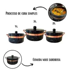 Jogo de 3 Panelas Kit 3 Panelas de Pedra de Pedra Cozinha  Òtimo Presente de Natal