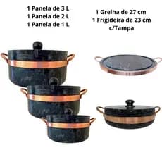 Kit 5 Peças de Pedra Sabão Jogo de Panelas  Minas Artes Cozinha Òtimo Presente De Dia Dos Namorados