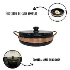 Frigideira de Pedra Antiaderente 24 cm - com Tampa G- Cozinha  Òtimo Presente