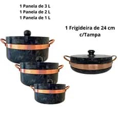 Jogo de Panelas de Pedra e Frigideira Kit Panelas de Pedra Òtimo Presente
