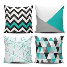 Kit 4 Capas de Almofada Decorativas Estampadas - Geométrico Verde
