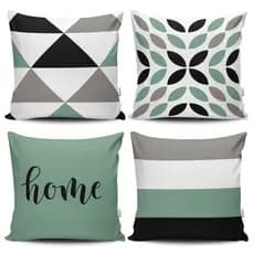 Kit 4 Capas de Almofada Decorativas Estampadas - Home Verde